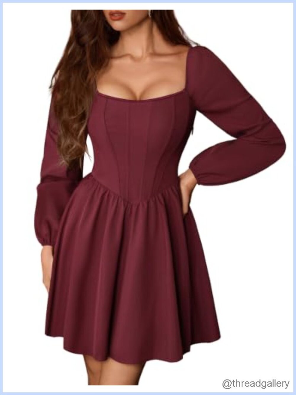 Renaissance Corset Mini Dress Long Sleeve Party Fit & Flare